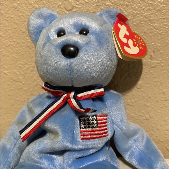Vintage Ty Beanie Babies America The Blue Bear Plush 2001 In Memory Of 9/11 - Picture 2 of 4